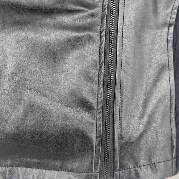 Juicy Couture Jacket Faux Leather Bomber Motorcycle Fur Collar Coat Black Sz XS - Picture 6 of 9